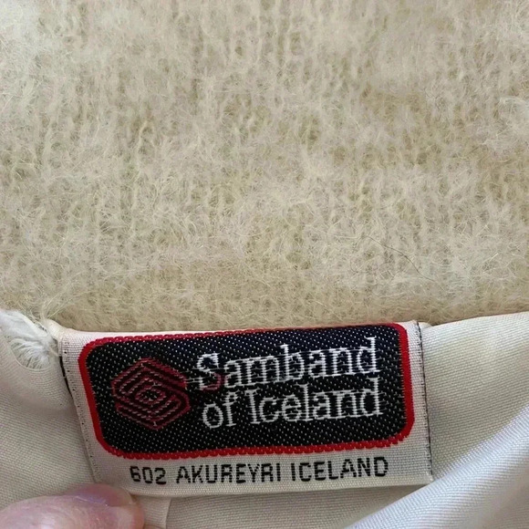 100% Wool Fair Isle Zip Up Jacket Made in Iceland Neutral Shrunk ☹️ Sz S-M - Picture 5 of 12